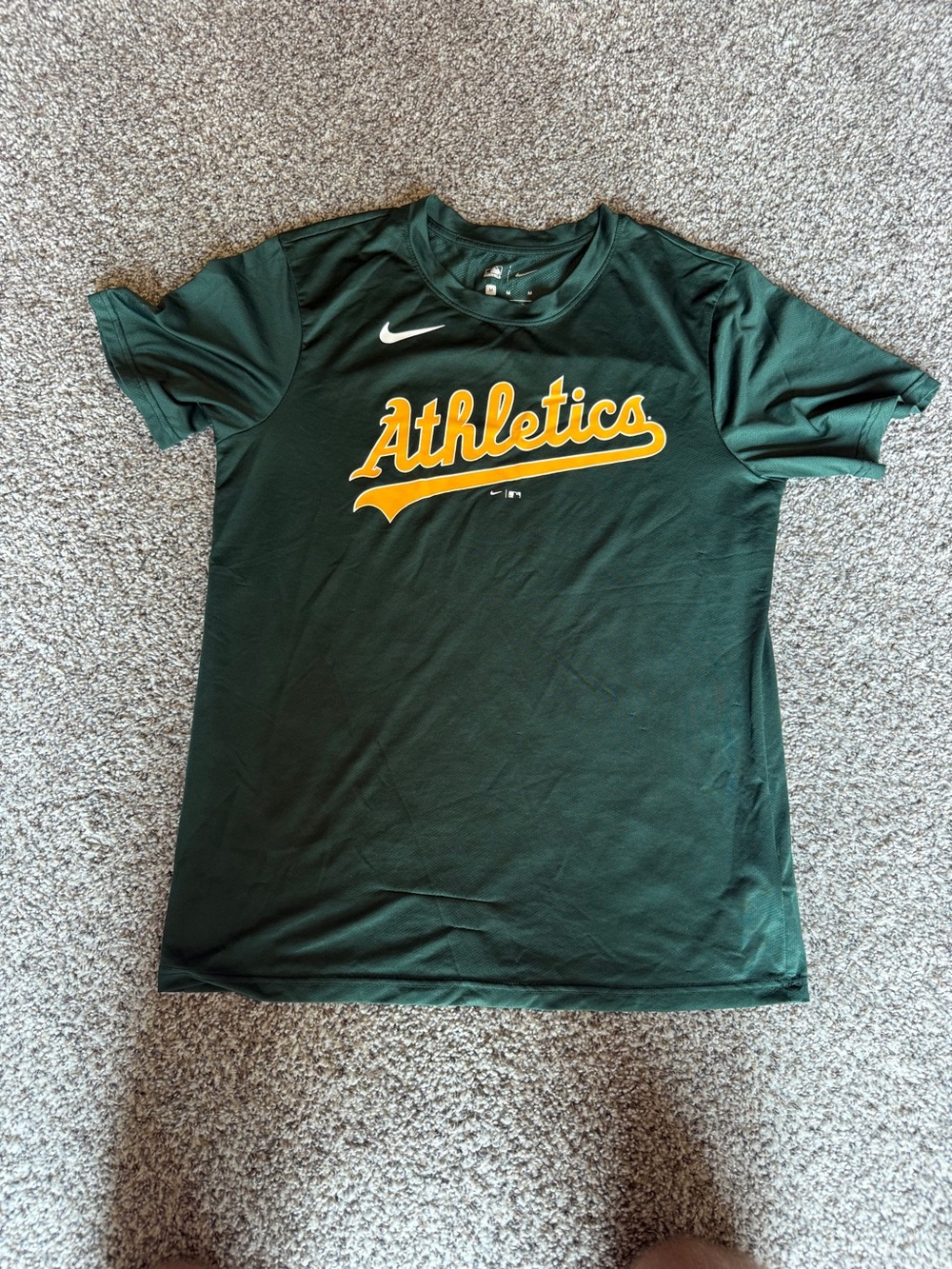 Nike MLB Oakland Athletics Green and Yellow Short Sleeve Tee